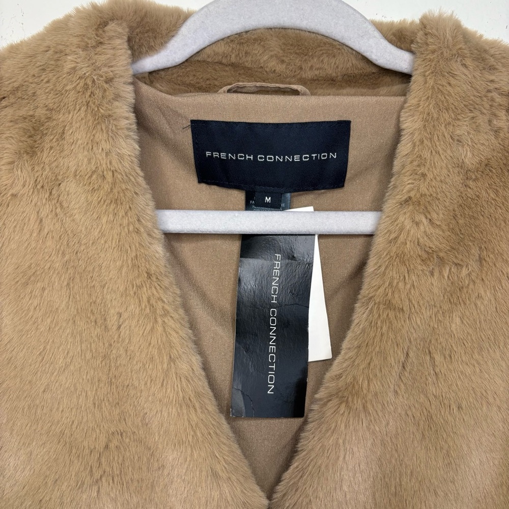 French Connection Camel Buona Faux Fur Coat Jacket NWT - Picture 10 of 11